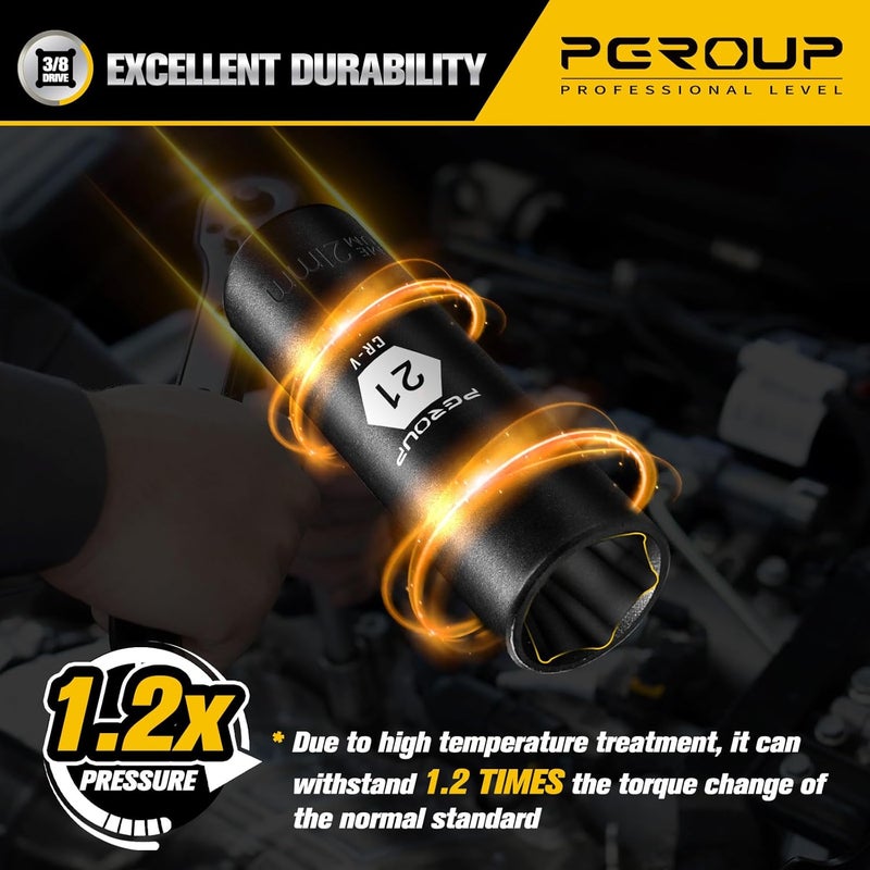 pgroup 3/8” Drive Deep Impact Socket, Metric(21mm socket), 6-Point, Cr-V Steel With Black Manganese Phosphate Coating - Image 3